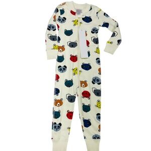NWT $46 Hanna Andersson Sleeper Cream Animal Print Organic Cotton Kids 2T Unisex